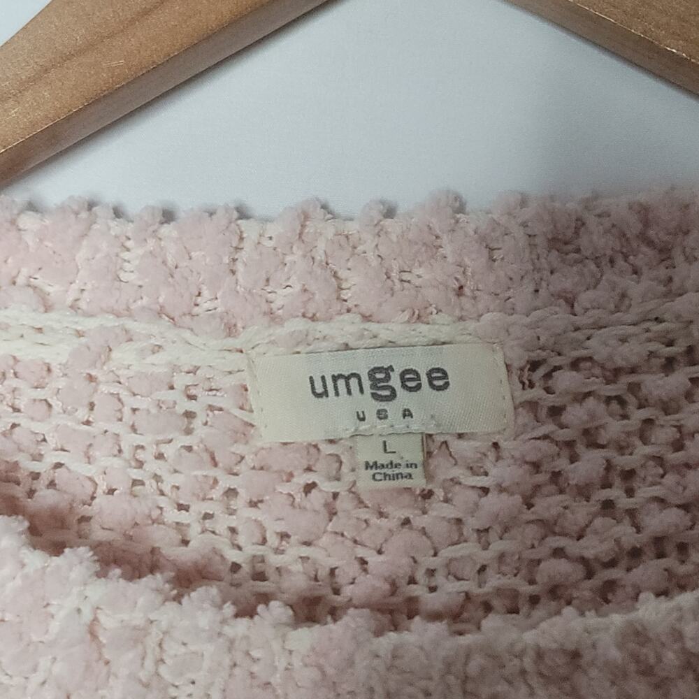 Umgee- Women's Popcorn Pink striped sweater- size Large - Picture 4 of 7